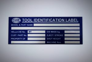 Printed Aluminium Data Plate - Industrial Labeling Australian Engraving